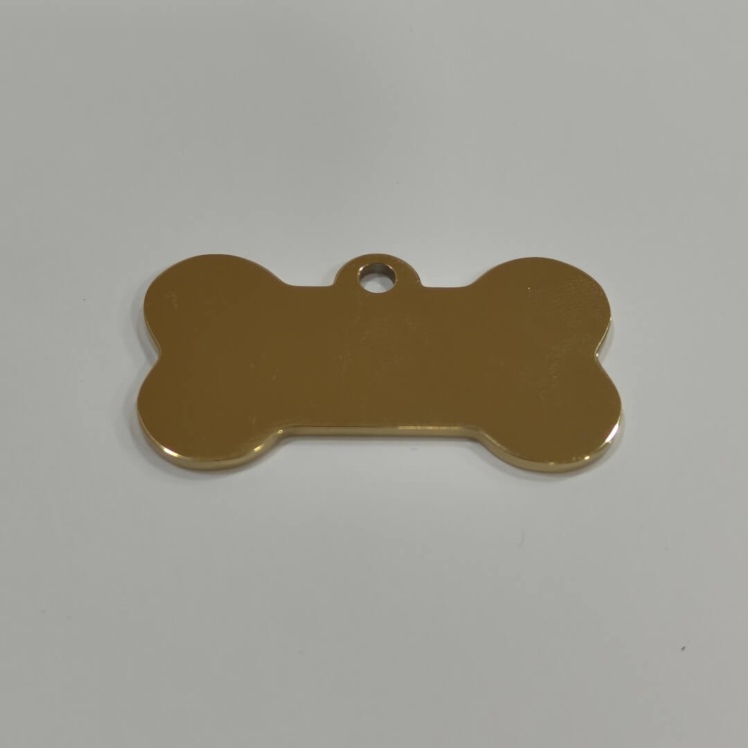 Placa osso dourado para identificação pets laser personalizada